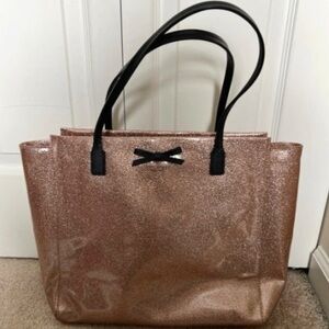 Kate Spade Glitter Tote Bag - Rose Gold and Black